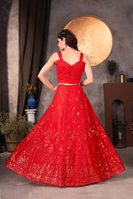 Thumbnail for Lehenga Mart Designer Bollywood Style Wedding Wear Lehenga Choli - Red - Distacart