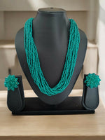 Thumbnail for Inhanns Vibrant Handmade 20 Layers Beaded Necklace With Matching Earrings - Sea Green - Distacart