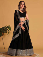 Thumbnail for Avantini Women's Black Faux Georgette With Embroidered Lehenga Choli Set - Distacart