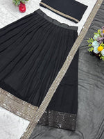 Thumbnail for Avantini Women's Black Faux Georgette With Embroidered Lehenga Choli Set - Distacart