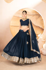 Thumbnail for Avantini Women's Blue Faux Georgette With Embroidered Lehenga Choli Set - Distacart