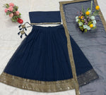 Thumbnail for Avantini Women's Blue Faux Georgette With Embroidered Lehenga Choli Set - Distacart