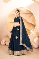 Thumbnail for Avantini Women's Blue Faux Georgette With Embroidered Lehenga Choli Set - Distacart