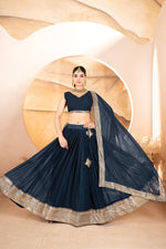 Thumbnail for Avantini Women's Blue Faux Georgette With Embroidered Lehenga Choli Set - Distacart