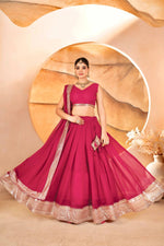 Thumbnail for Avantini Women's Pink Faux Georgette With Embroidered Lehenga Choli Set - Distacart