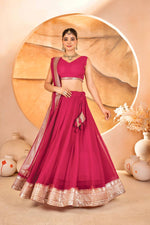 Thumbnail for Avantini Women's Pink Faux Georgette With Embroidered Lehenga Choli Set - Distacart