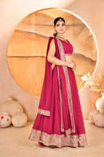 Thumbnail for Avantini Women's Pink Faux Georgette With Embroidered Lehenga Choli Set - Distacart