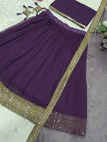 Thumbnail for Avantini Women's Wine Faux Georgette With Embroidered Lehenga Choli Set - Distacart