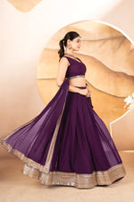 Thumbnail for Avantini Women's Wine Faux Georgette With Embroidered Lehenga Choli Set - Distacart