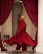 Thumbnail for Avantini Women's Maroon Roman Cotton Solid Anarkali Kurta Pant With Dupatta - Distacart