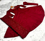 Thumbnail for Avantini Women's Maroon Roman Cotton Solid Anarkali Kurta Pant With Dupatta - Distacart