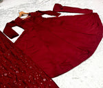 Thumbnail for Avantini Women's Maroon Roman Cotton Solid Anarkali Kurta Pant With Dupatta - Distacart