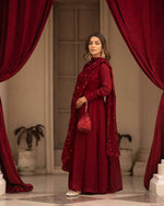 Thumbnail for Avantini Women's Maroon Roman Cotton Solid Anarkali Kurta Pant With Dupatta - Distacart