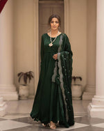 Thumbnail for Avantini Women's Green Roman Cotton Solid Anarkali Kurta Pant With Dupatta - Distacart