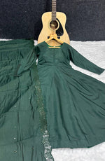 Thumbnail for Avantini Women's Green Roman Cotton Solid Anarkali Kurta Pant With Dupatta - Distacart