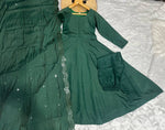 Thumbnail for Avantini Women's Green Roman Cotton Solid Anarkali Kurta Pant With Dupatta - Distacart