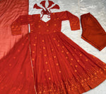Thumbnail for Avantini Women's Orange Georgette Digital Print Anarkali Kurta Pant With Dupatta - Distacart