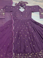 Thumbnail for Avantini Women's Purple Faux Georgette Embroidered Anarkali Kurta Pant With Dupatta - Distacart