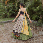 Thumbnail for Malishka Export Bandhej Patola Foil Print Lahenga Choli Set - White-Mehendi - Distacart