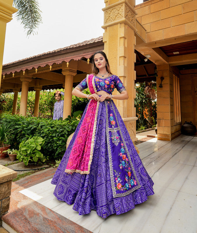 Malishka Export Heavy Summer Cool With Embroidery Lehenga Choli Set - Purple - Distacart