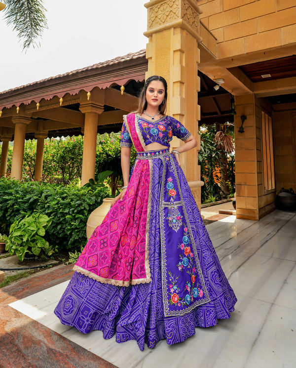 Malishka Export Heavy Summer Cool With Embroidery Lehenga Choli Set - Purple - Distacart