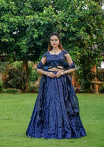 Thumbnail for Malishka Export Georgette With Embroidery Lehenga Choli Set - Navy Blue - Distacart