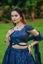 Thumbnail for Malishka Export Georgette With Embroidery Lehenga Choli Set - Navy Blue - Distacart