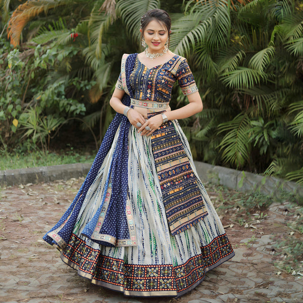 Malishka Export Cotton With Digital Print Lehenga Choli Set - Royal Blue - Distacart