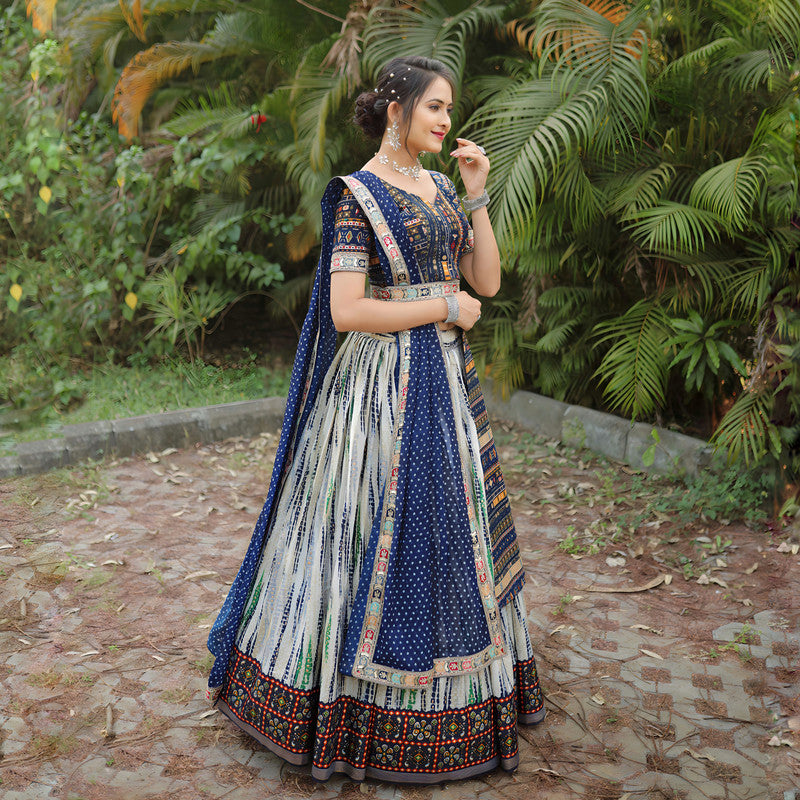 Malishka Export Cotton With Digital Print Lehenga Choli Set - Royal Blue - Distacart