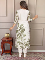 Thumbnail for Malishka Women Embroidered French Crepe with Cotton Lining Kurta Pant Set With Dupata - White - Distacart