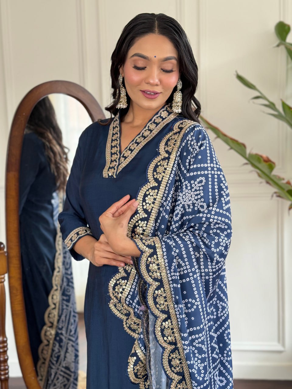 Avantini Women's Blue Viscose Silk Embroidered Straight Kurta Pant With Dupatta - Distacart