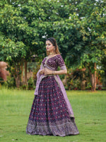 Thumbnail for Malishka Export Wine Georgette With Embroidery Lehenga Choli Set - Wine - Distacart