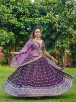 Thumbnail for Malishka Export Wine Georgette With Embroidery Lehenga Choli Set - Wine - Distacart
