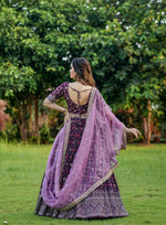 Thumbnail for Malishka Export Wine Georgette With Embroidery Lehenga Choli Set - Wine - Distacart