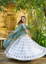 Thumbnail for Malishka Export White Chinon With Embroidery Lehenga Choli Set - White - Distacart