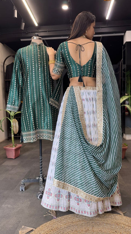 Malishka Export White Chinon With Embroidery Lehenga Choli Set - White - Distacart