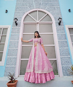 Thumbnail for Malishka Export Pink Joya Silk With Embroidery Lehenga Choli Set - Pink - Distacart