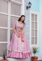 Thumbnail for Malishka Export Pink Joya Silk With Embroidery Lehenga Choli Set - Pink - Distacart