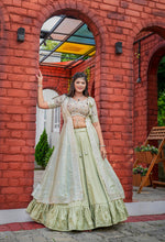 Thumbnail for Malishka Export Pista Joya Silk With Embroidery Lehenga Choli Set - Pista - Distacart