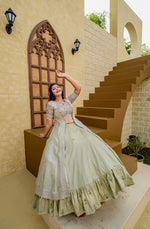 Thumbnail for Malishka Export Pista Joya Silk With Embroidery Lehenga Choli Set - Pista - Distacart