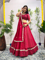 Thumbnail for Malishka Export Pink Georgette With Embroidery Lehenga Choli Set - Pink - Distacart
