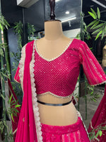 Thumbnail for Malishka Export Pink Georgette With Embroidery Lehenga Choli Set - Pink - Distacart