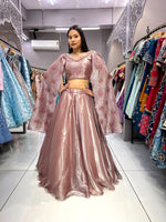 Thumbnail for Malishka Export Peach Jimmy fabric With Embroidery Lehenga Choli Set - Peach - Distacart