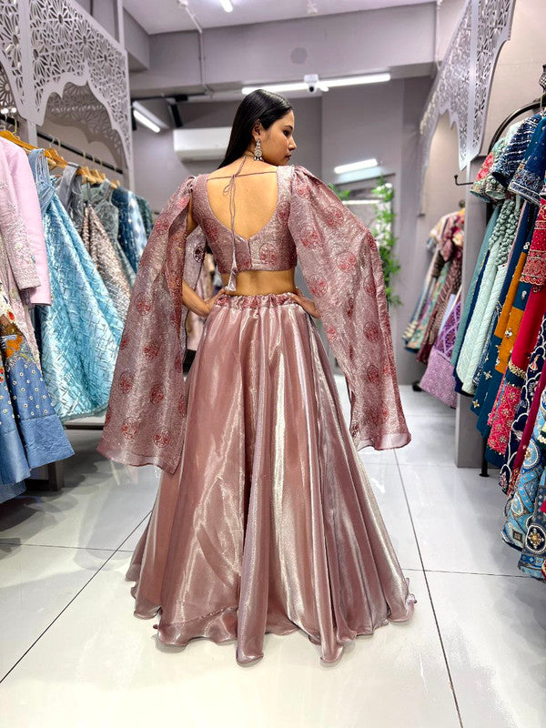 Malishka Export Peach Jimmy fabric With Embroidery Lehenga Choli Set - Peach - Distacart