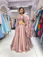 Thumbnail for Malishka Export Peach Jimmy fabric With Embroidery Lehenga Choli Set - Peach - Distacart