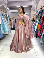 Thumbnail for Malishka Export Peach Jimmy fabric With Embroidery Lehenga Choli Set - Peach - Distacart