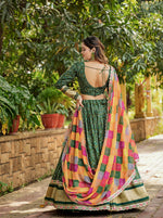 Thumbnail for Malishka Export Green Soft Silk With Mirror Work Lehenga Choli Set - Green - Distacart
