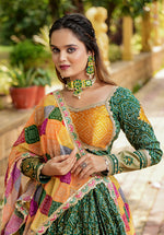 Thumbnail for Malishka Export Green Soft Silk With Mirror Work Lehenga Choli Set - Green - Distacart