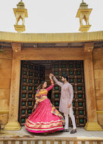 Thumbnail for Malishka Export Rani Soft Silk With Mirror Work Lehenga Choli Set - Rani - Distacart