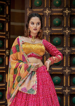 Thumbnail for Malishka Export Rani Soft Silk With Mirror Work Lehenga Choli Set - Rani - Distacart